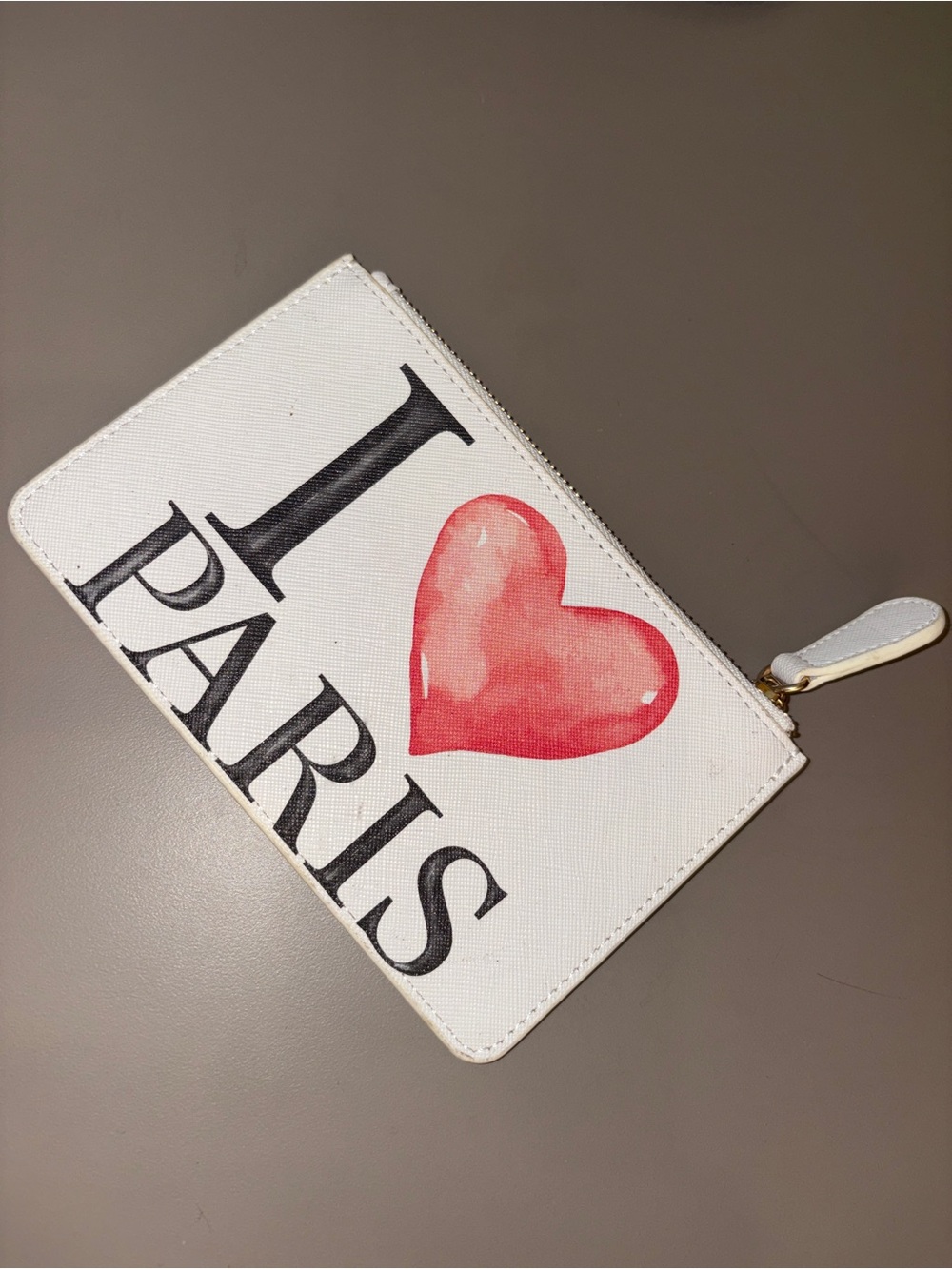 White 'I ♥ Paris' faux Leather Zip Wallet- Ladies Fashion Bag